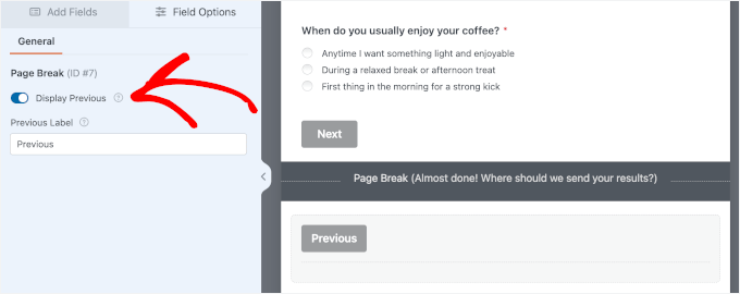 پچھلا بٹن دکھائیں۔