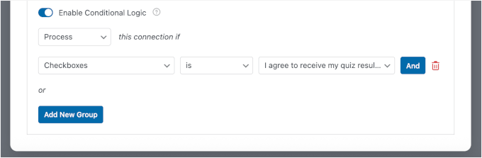 Constant Contact کنکشن کے لیے مشروط منطق ترتیب دینا