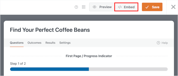 WPForms بلڈر میں پروڈکٹ کوئز ایمبیڈ کریں۔