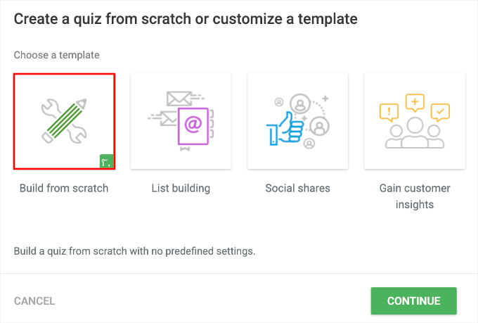 شروع سے تعمیر کا اختیار منتخب کریں۔