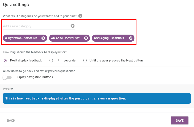 کوئز زمرہ شامل کریں۔