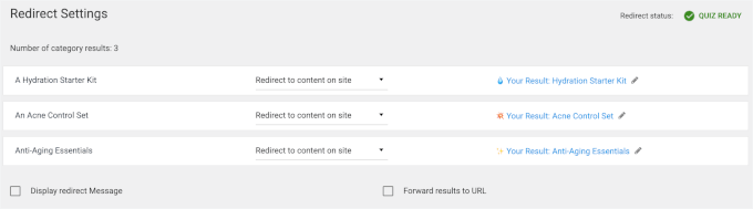 زمرہ کے لحاظ سے نتائج کا صفحہ
