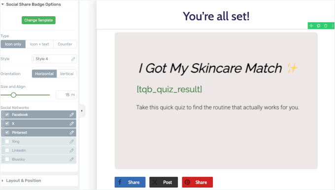 سوشل شیئرنگ آئیکنز کو ایڈجسٹ کریں۔