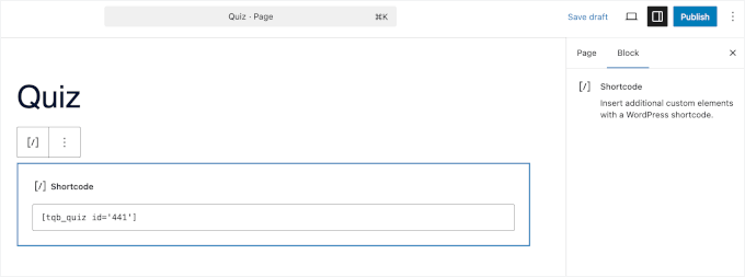 Thrive Quiz Builder کے لیے ایک بلٹ ان شارٹ کوڈ ہے۔