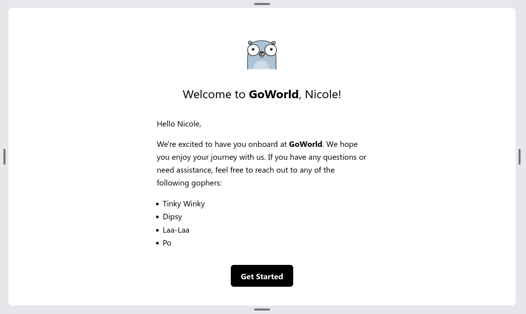 ری ایکٹ ای میل پیش نظارہ UI