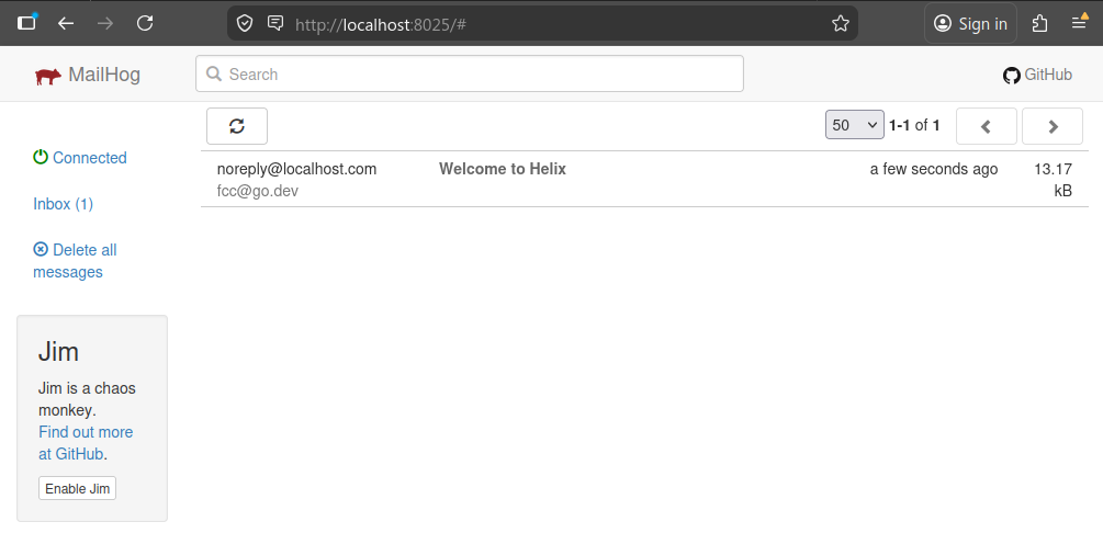 میل پیش نظارہ کے لیے میل ہاگ UI