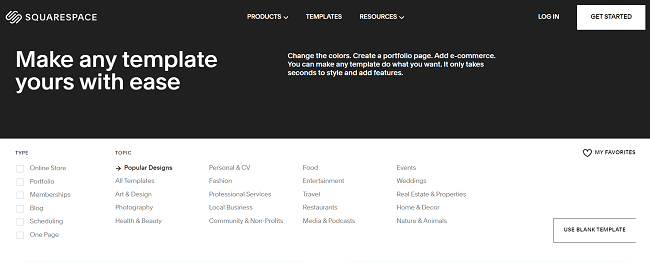 اسکوائر اسپیس ہوم پیج