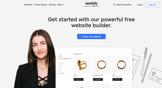 Weebly ہوم پیج