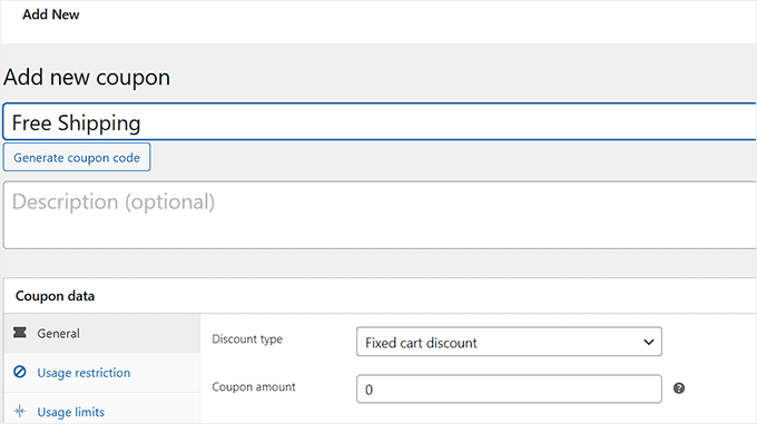 کوپن کا نام اور تفصیل شامل کریں۔