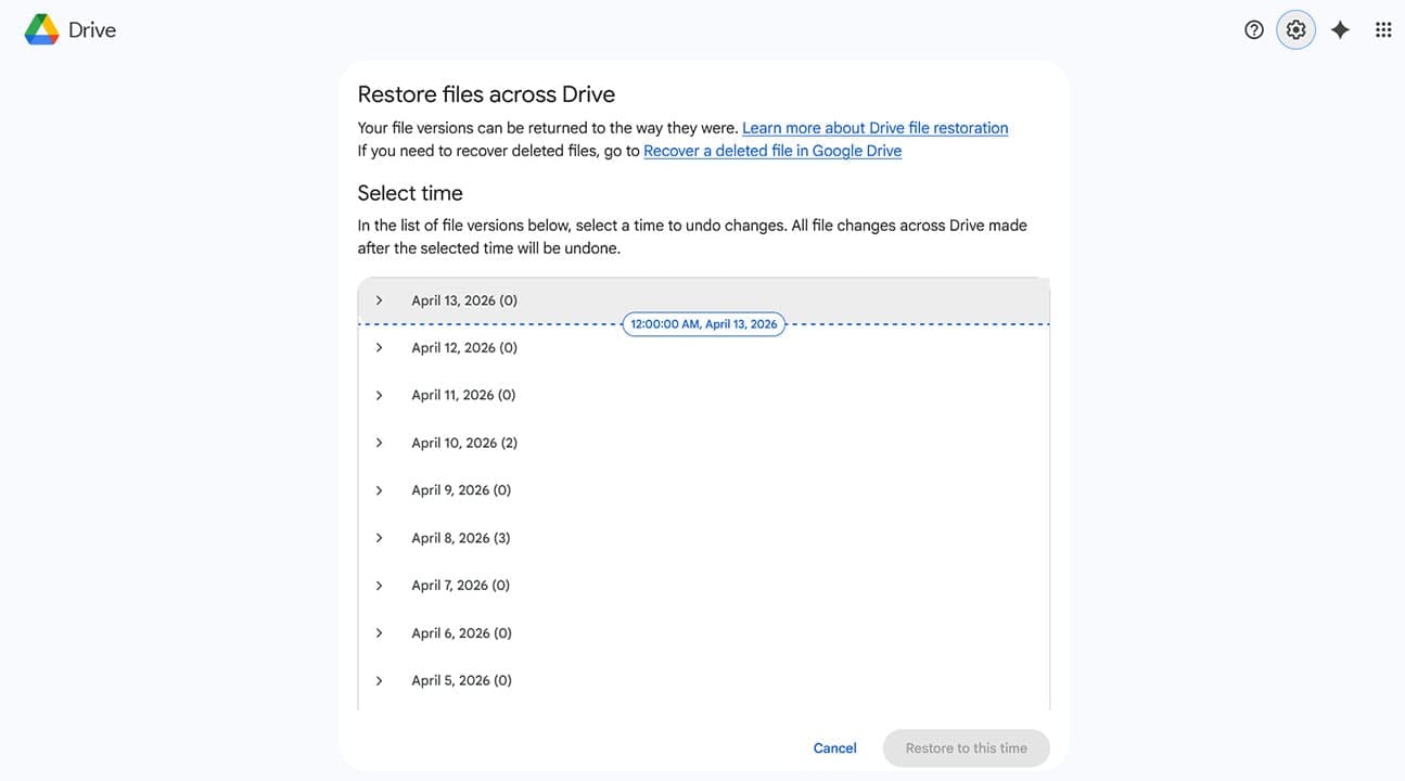 Google Drive Desktop 2026 Ransomware Detection Restore Instructions 2