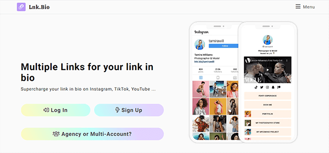 Lnk.bio ہوم پیج