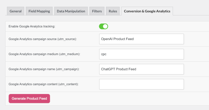Google Analytics ٹریکنگ کی ترتیبات
