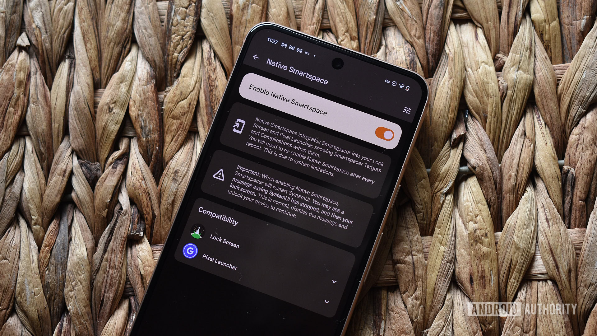 گوگل پکسل لانچر اسمارٹ اسپیسر کی ترتیبات 1