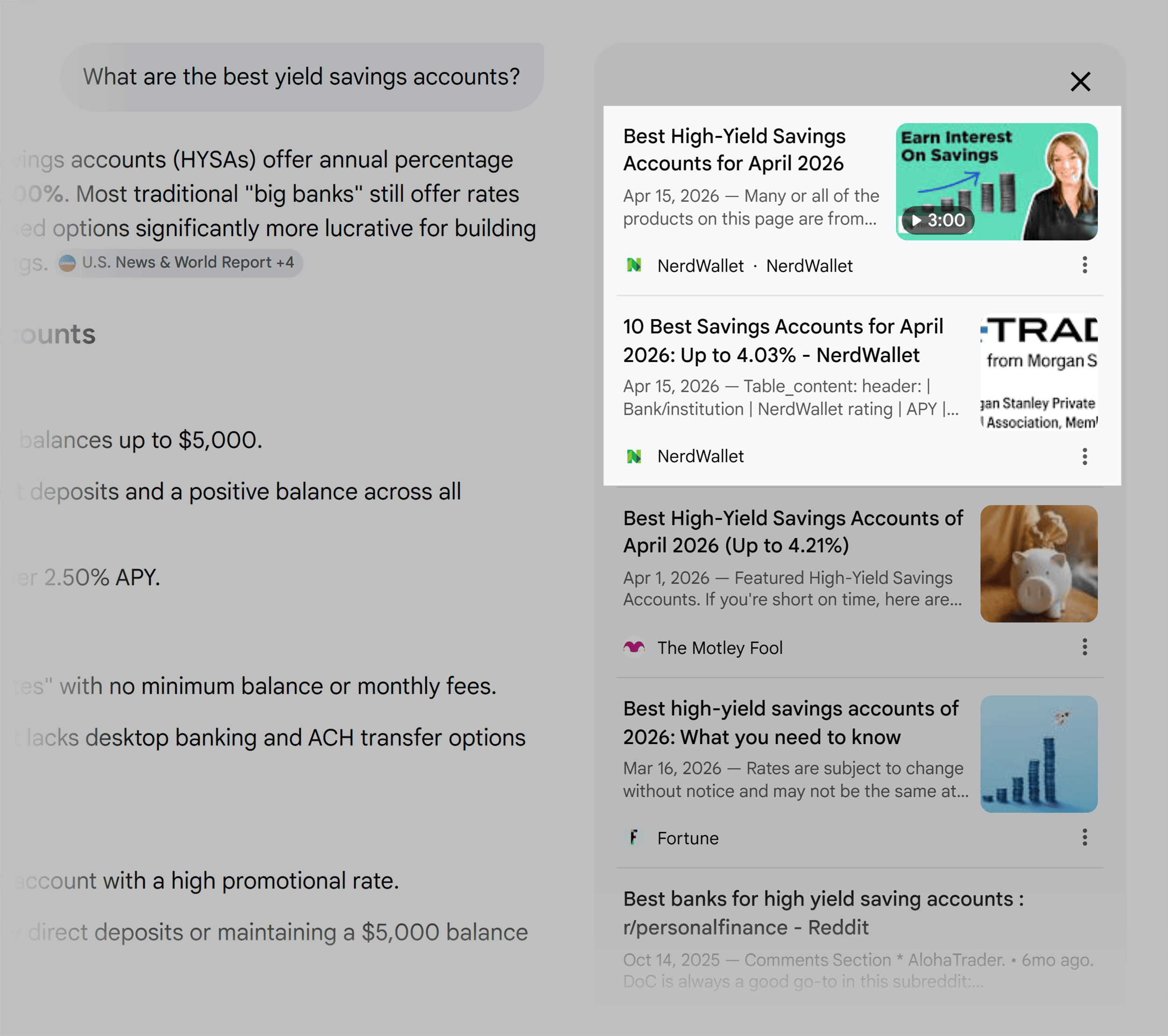 Google AI موڈ - بہترین بچت اکاؤنٹ - Nerdwallet