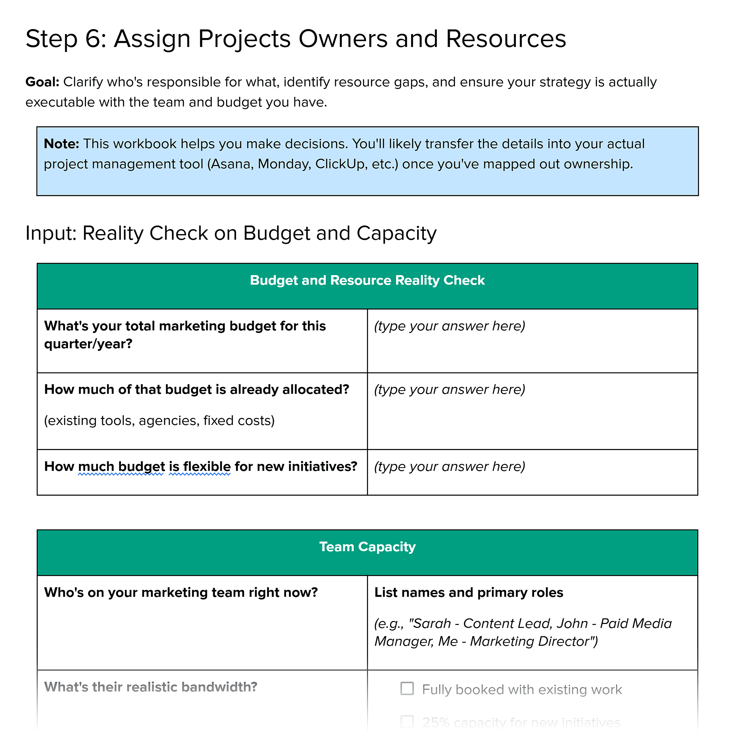 مارکیٹنگ کی حکمت عملی ورک بک – 6 مراحل