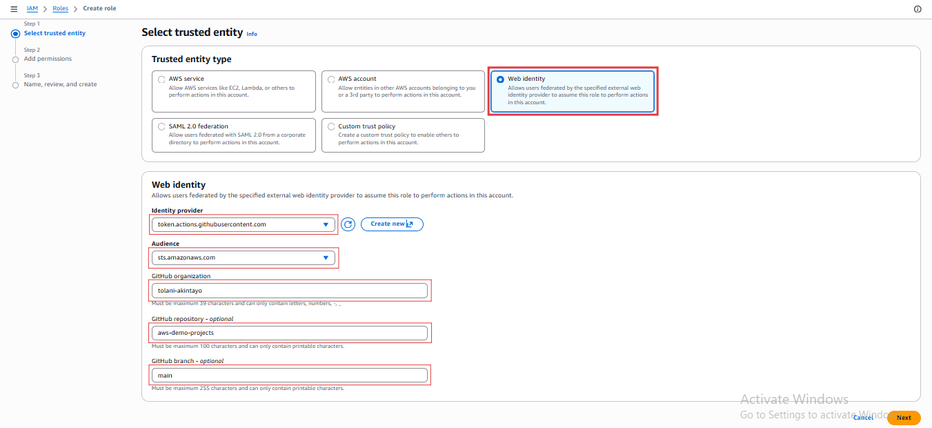 console-github-action-iam-role-for-create کے ذریعے