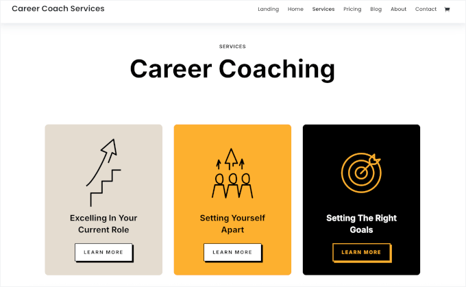 Divi کا سروسز سیکشن