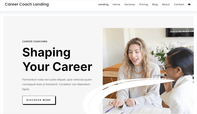 Divi کی کوچنگ/کنسلٹنگ ڈیمو سائٹ