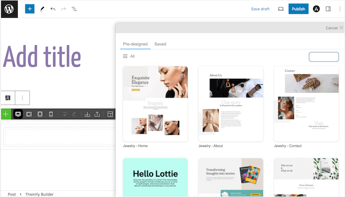 Themify Builder میں ٹیمپلیٹ لے آؤٹ
