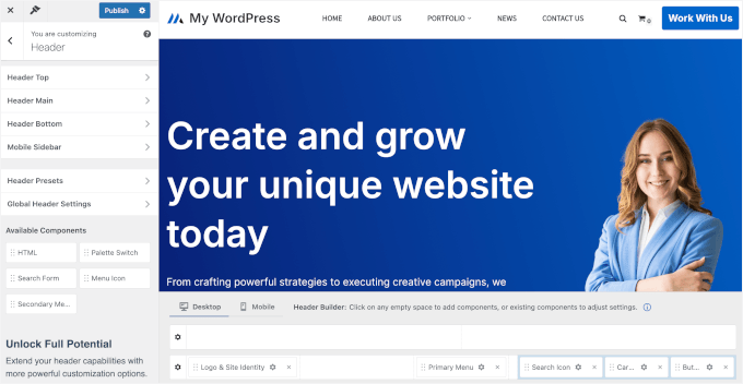 Neve میں ہیڈر کی تخصیص