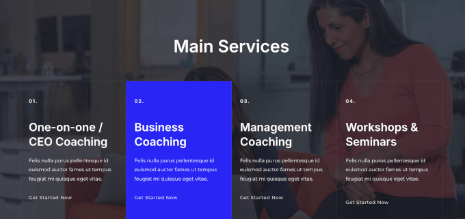 اوورلے اثر کے ساتھ Astra کا سروسز سیکشن