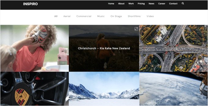 انسپیرو کا گرڈ پورٹ فولیو لے آؤٹ