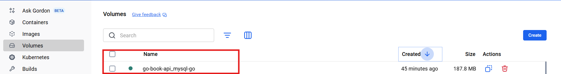 ڈوکر ڈیسک ٹاپ میں والیوم ٹیب کا اسکرین شاٹ