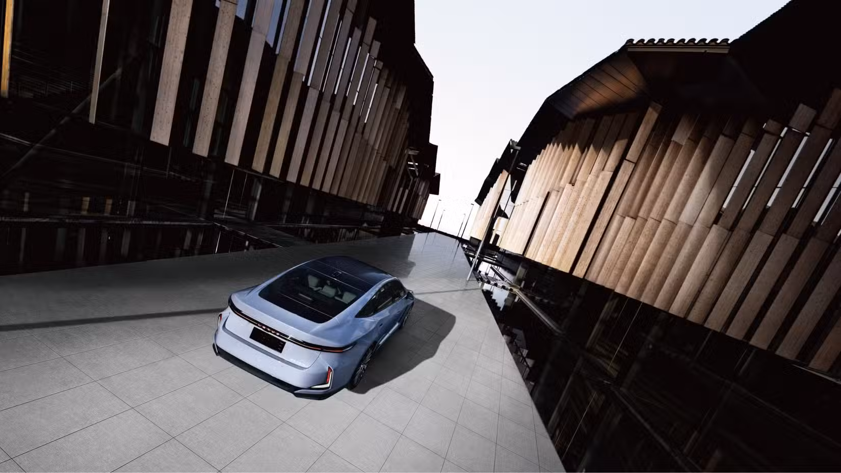 یہ سائے میں کھڑی 2026 Lexus ES کا پچھلا 3/4 شاٹ ہے۔