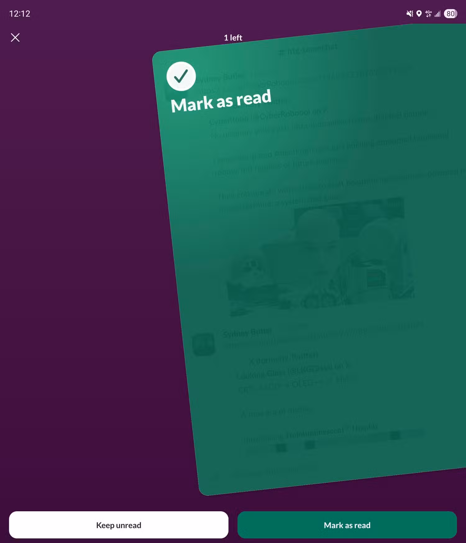 سلیک اینڈرائیڈ ایپ میں پڑھے گئے تھریڈز کے ذریعے سوائپ کریں۔ 