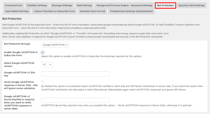 Google ReCAPTCHA کے ساتھ بوٹ پروٹیکشن
