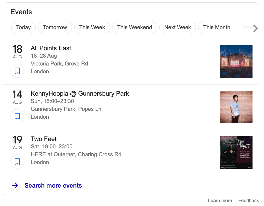 google.com کے ذریعے ایونٹ اسکیما کی مثال 