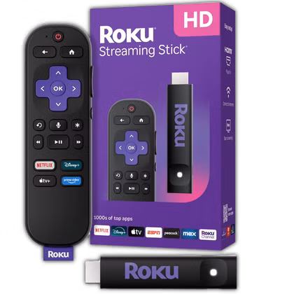 ایک شفاف پس منظر پر ایک باکس کے ساتھ Roku ریموٹ کنٹرول