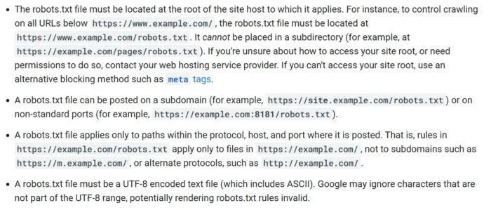 Robots.txt فائل کو کیسے بنائیں اور آپٹمائز کریں۔ 4 Google دستاویزات روبوٹ.txt فائل کے درست مقام اور فارمیٹ کی وضاحت کرتی ہیں۔