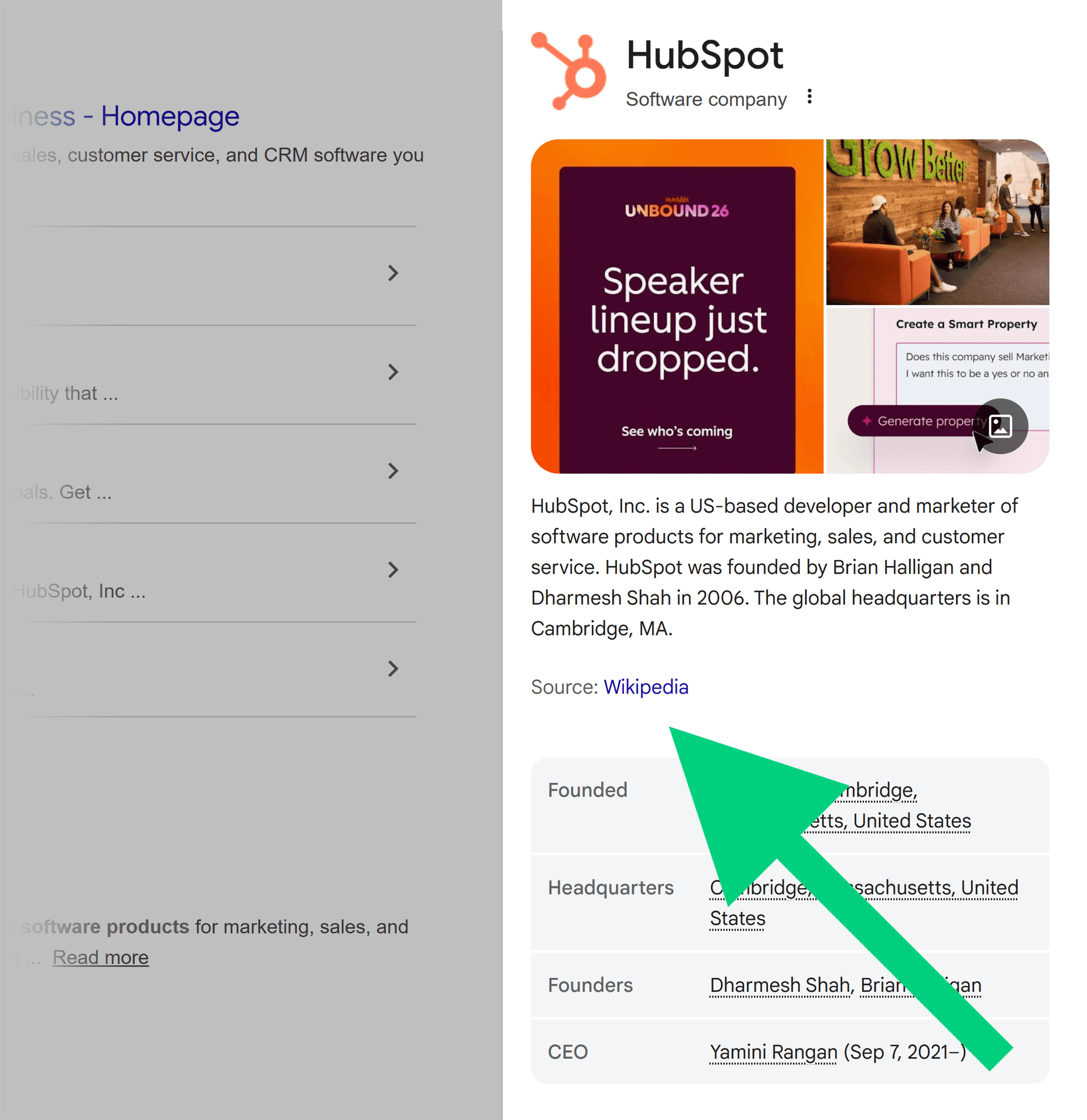 گوگل SERP - HubSpot نالج گراف گوگل SERP - HubSpot نالج گراف