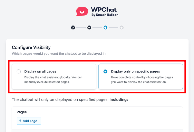 مخصوص صفحات پر WPChat دکھائیں۔