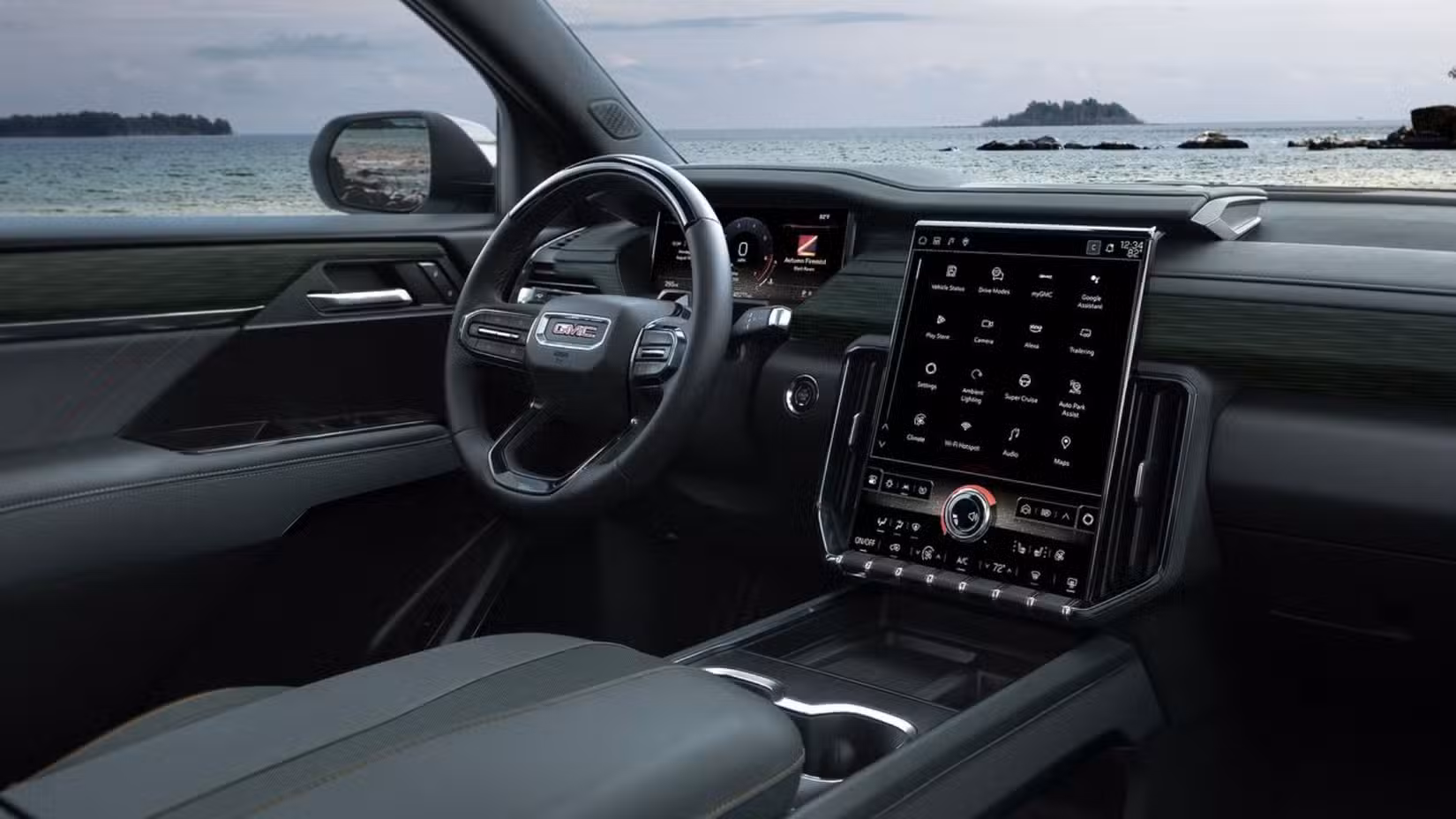 2024 GMC Acadia کے اندرونی ڈیش بورڈ کی تصاویر۔