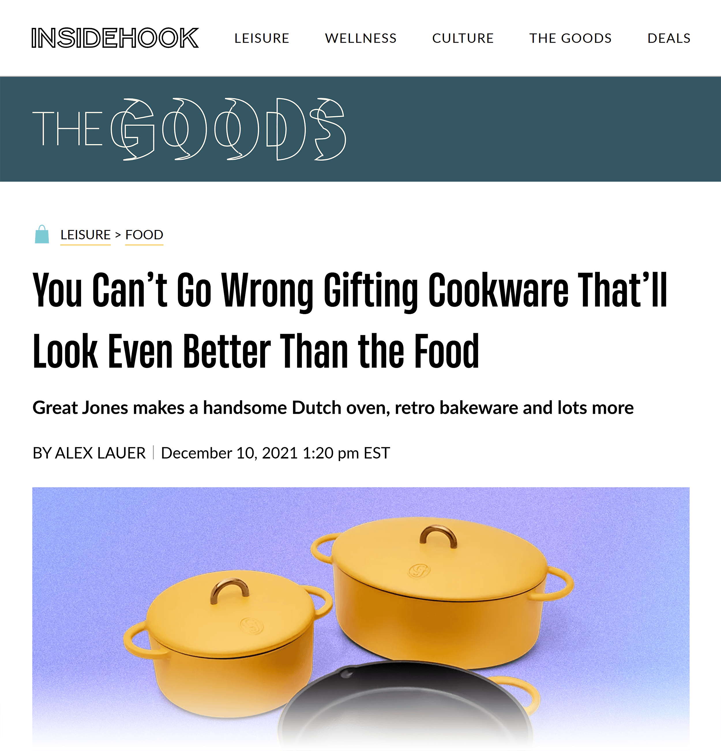 InsideHook - تحفہ عظیم جونز Cookware InsideHook - تحفہ عظیم جونز Cookware