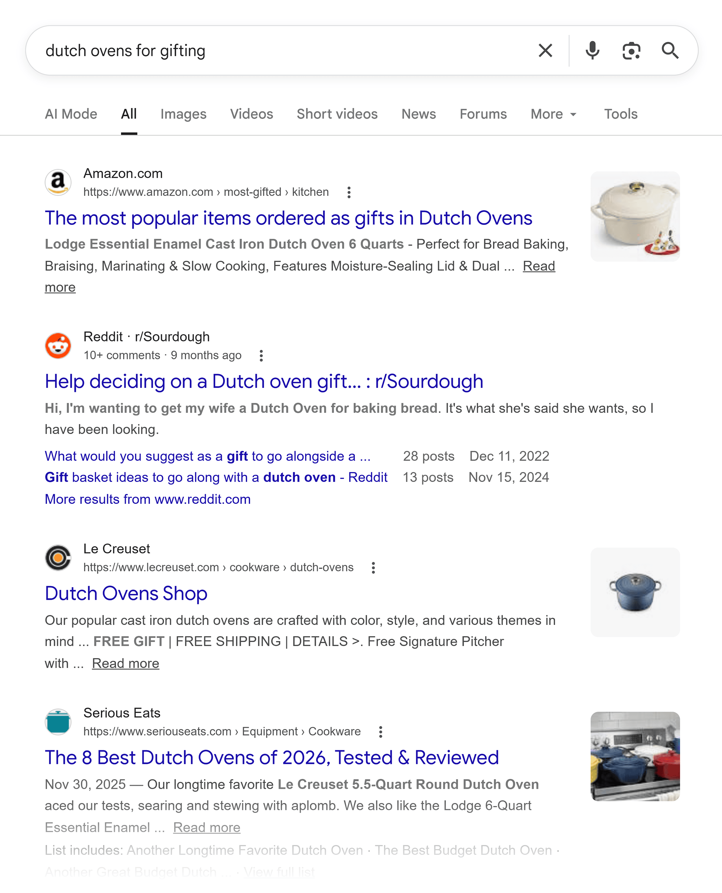 Google SERP - تحفے کے لیے ڈچ اوون Google SERP - تحفے کے لیے ڈچ اوون