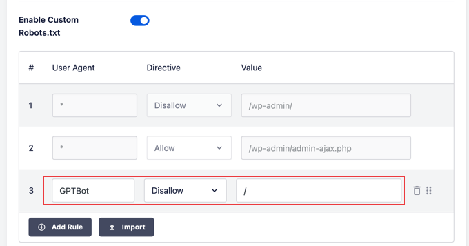 AIOSEO کا استعمال کرتے ہوئے حسب ضرورت Robots.txt قواعد شامل کریں۔ AIOSEO کا استعمال کرتے ہوئے حسب ضرورت Robots.txt قواعد شامل کریں۔