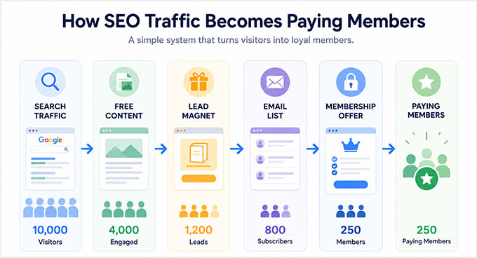 SEO ٹریفک کو ادائیگی کرنے والے ممبروں میں تبدیل کریں۔