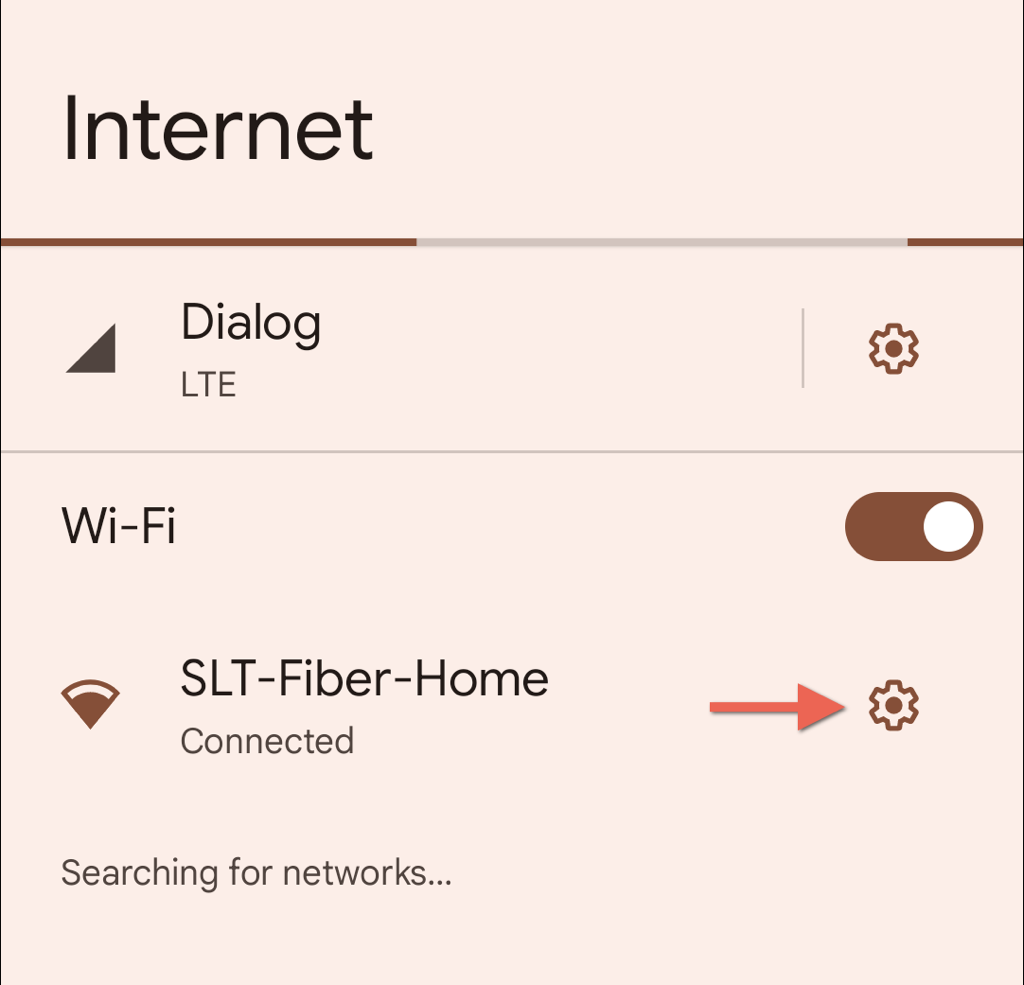 سیٹنگز میں نمایاں کردہ Wi-Fi نیٹ ورک کے آگے گیئر آئیکن۔ - 3 اختیارات