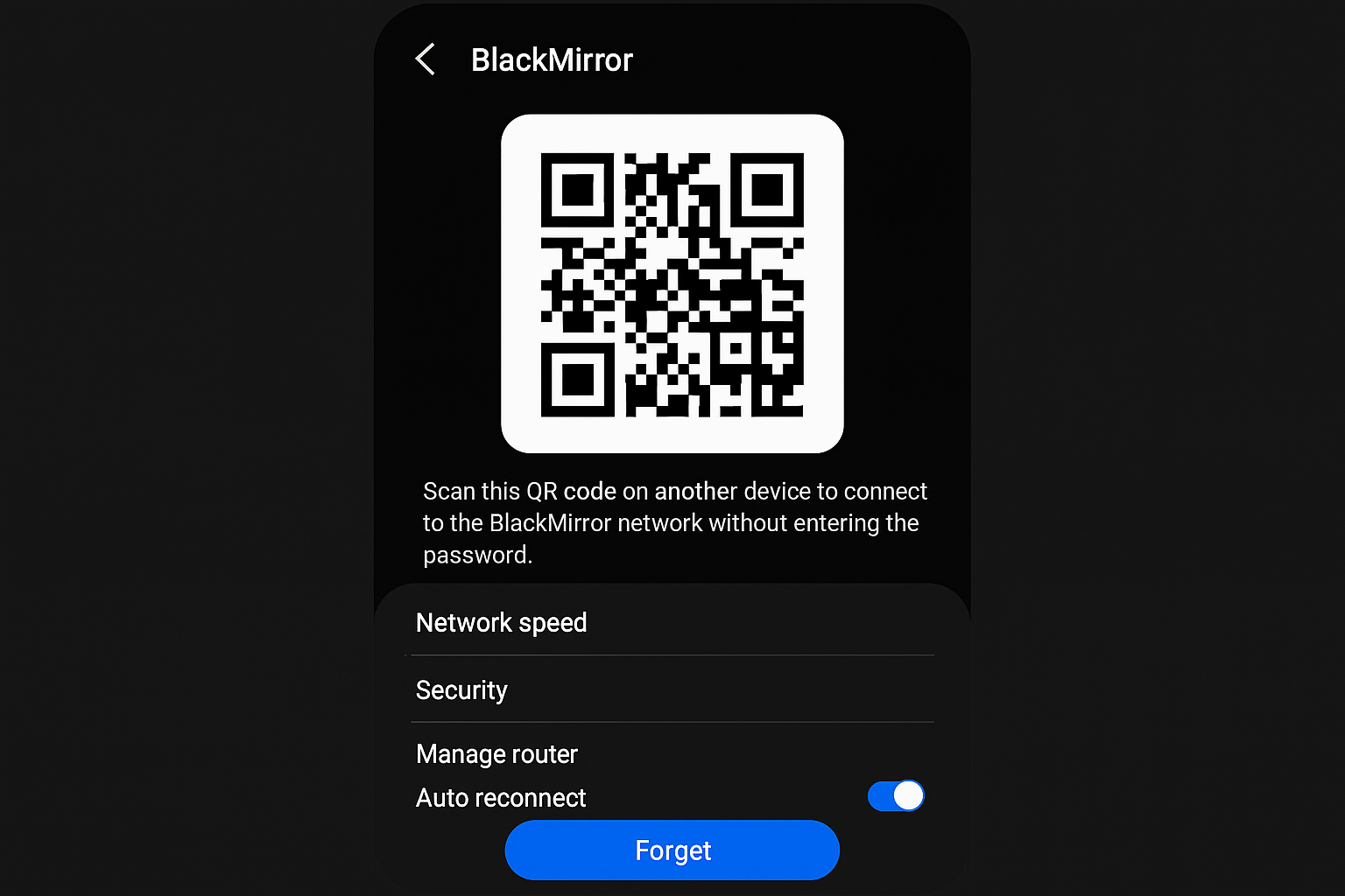 Samsung Wi-Fi QR کوڈ ڈسپلے اسکرین