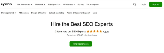 SEO ماہرین کے لیے Upwork تلاش کے نتائج کا اسکرین شاٹ