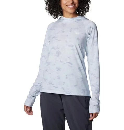 کولمبیا خواتین کی PFG Uncharted Hoodie، Cirrus Gray Uncharted Waters، Small