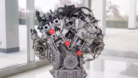 3.5-لیٹر EcoBoost Ford انجن کا کلوز اپ۔