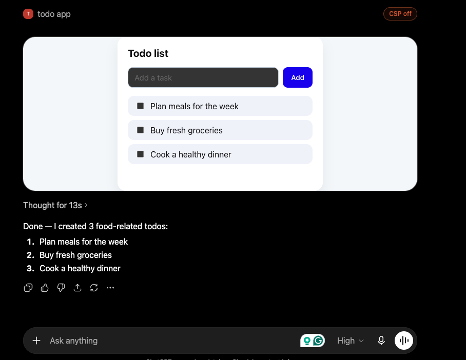 Supabase Auth اور DigitalOcean کا استعمال کرتے ہوئے اپنا MCP سرور کیسے بنائیں اور ChatGPT ایپ شائع کریں۔ 1 ChatGPT کے اندر UI اسٹائلز