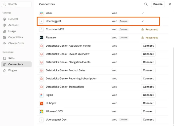 1784320471 850 Ubersuggest MCP کنیکٹر 37 SEO ٹولز استعمال کریں جیسے کلاڈ،