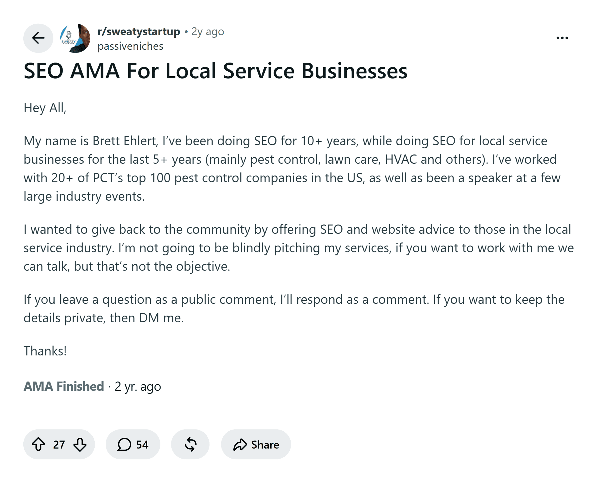 Reddit - پسینے والے اسٹارٹ اپس - SEO AMA Reddit - پسینے والے اسٹارٹ اپس - SEO AMA