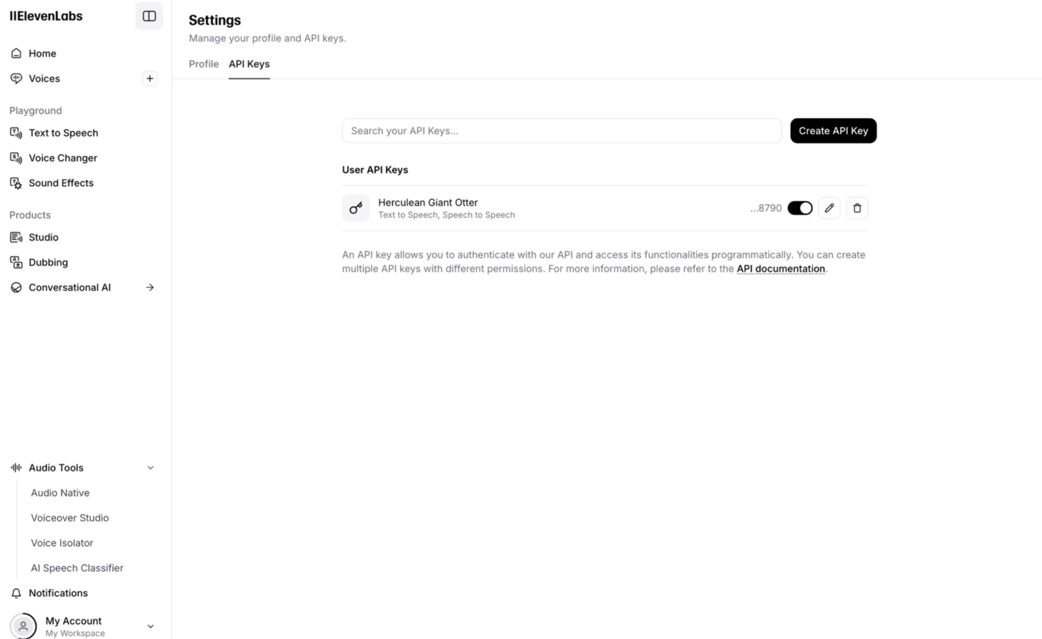 Elevenlabs API کلیدی مثال
