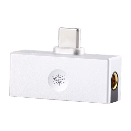 Linsoul Kiwi Ears Allegro mini portable IEM DAC شفاف پس منظر پر۔